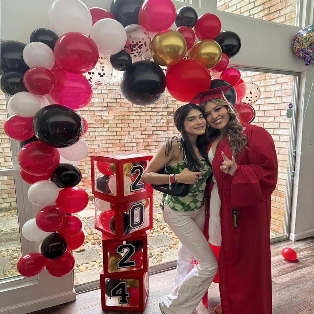 Msiveavz Red Black Gold Party Balloons – 50 Pcs 12 Inch Latex Set for Graduation, Weddings & More