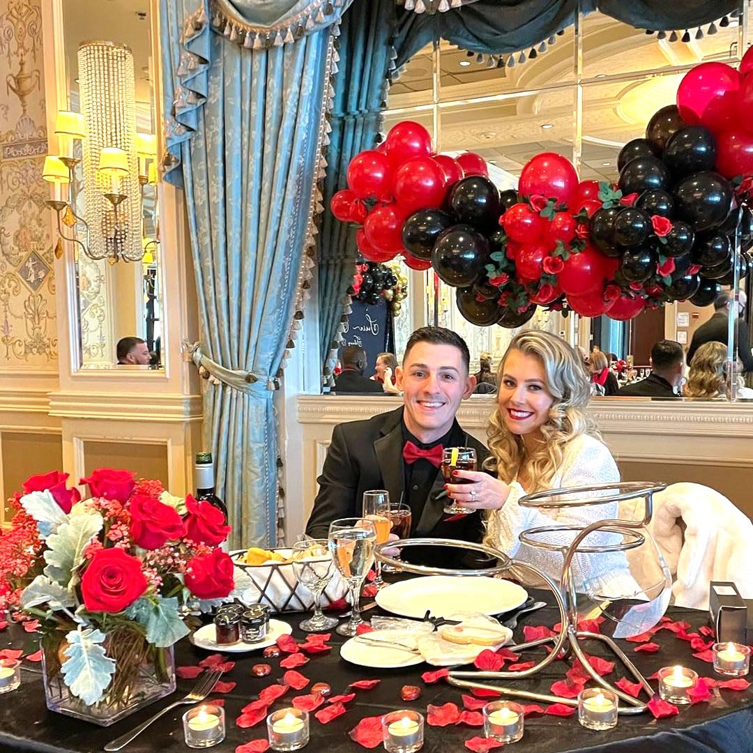 Msiveavz Red Black Gold Party Balloons – 50 Pcs 12 Inch Latex Set for Graduation, Weddings & More