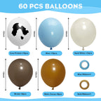 Msiveavz Blue Brown Cow Balloons Set – 60-Piece Cow Print & Blue Balloons, 12 Inch for Farm Themed Parties