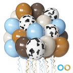 Msiveavz Blue Brown Cow Balloons Set – 60-Piece Cow Print & Blue Balloons, 12 Inch for Farm Themed Parties