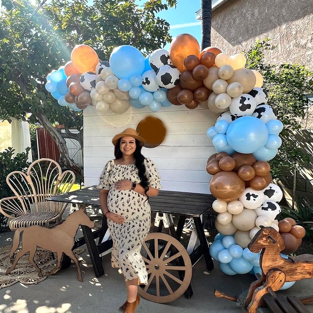 Msiveavz Blue Brown Cow Balloons Set – 60-Piece Cow Print & Blue Balloons, 12 Inch for Farm Themed Parties