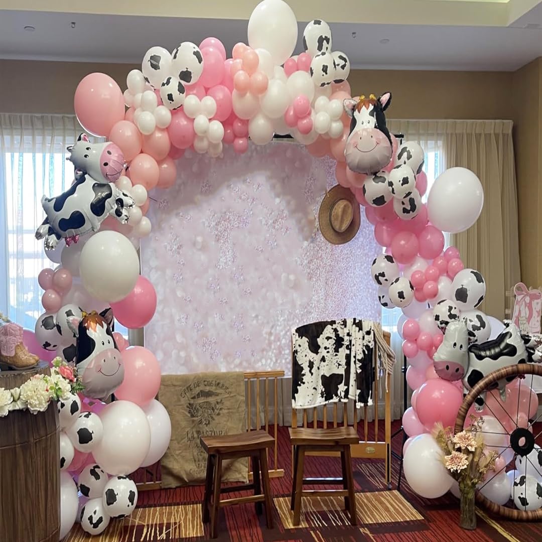 Msiveavz Cow Print Balloons Set – 60pcs Pink Latex, 12in for Birthday & Farm Party Decor