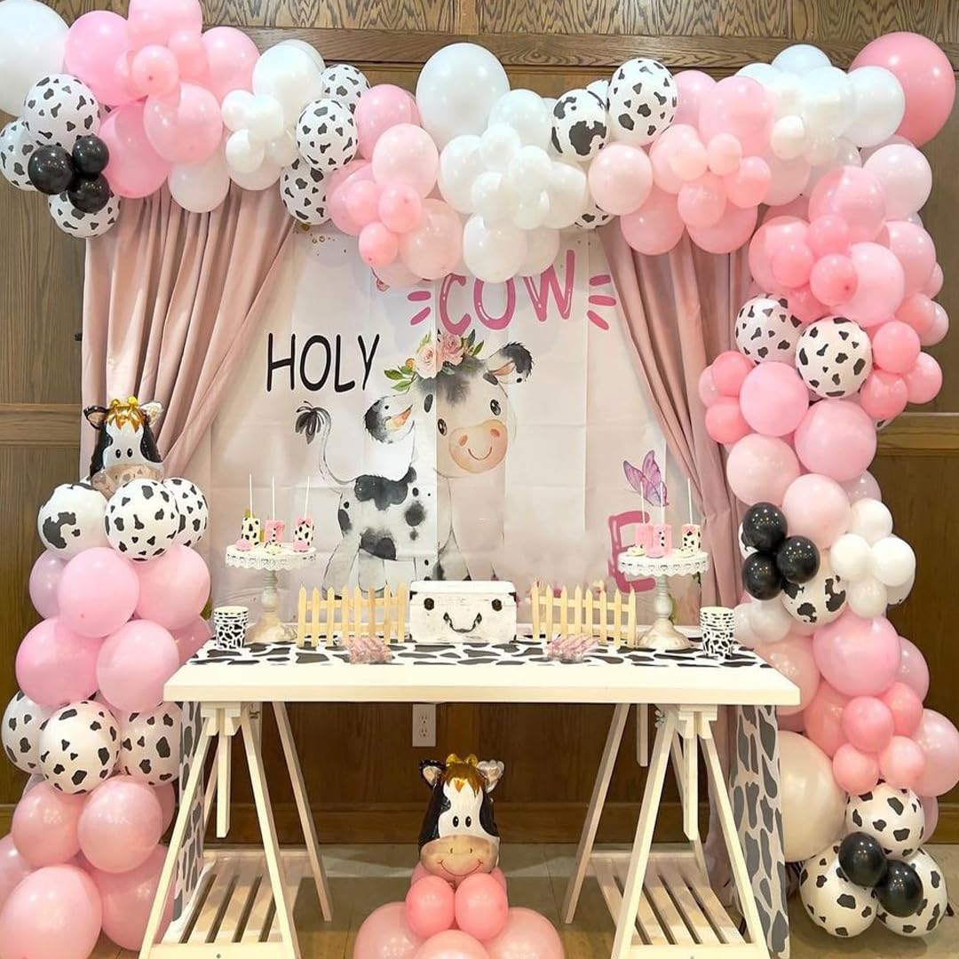 Msiveavz Cow Print Balloons Set – 60pcs Pink Latex, 12in for Birthday & Farm Party Decor