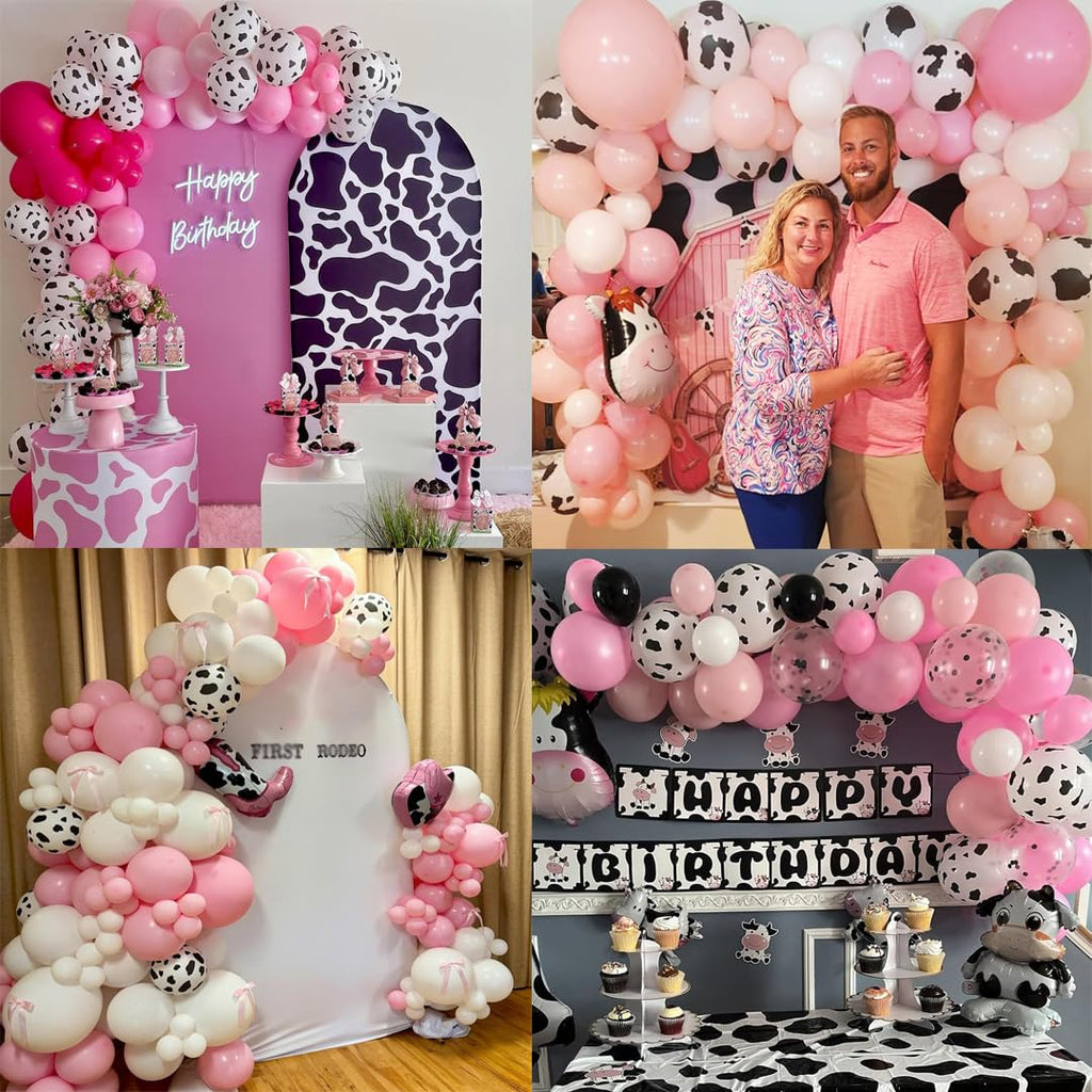 Msiveavz Cow Print Balloons Set – 60pcs Pink Latex, 12in for Birthday & Farm Party Decor
