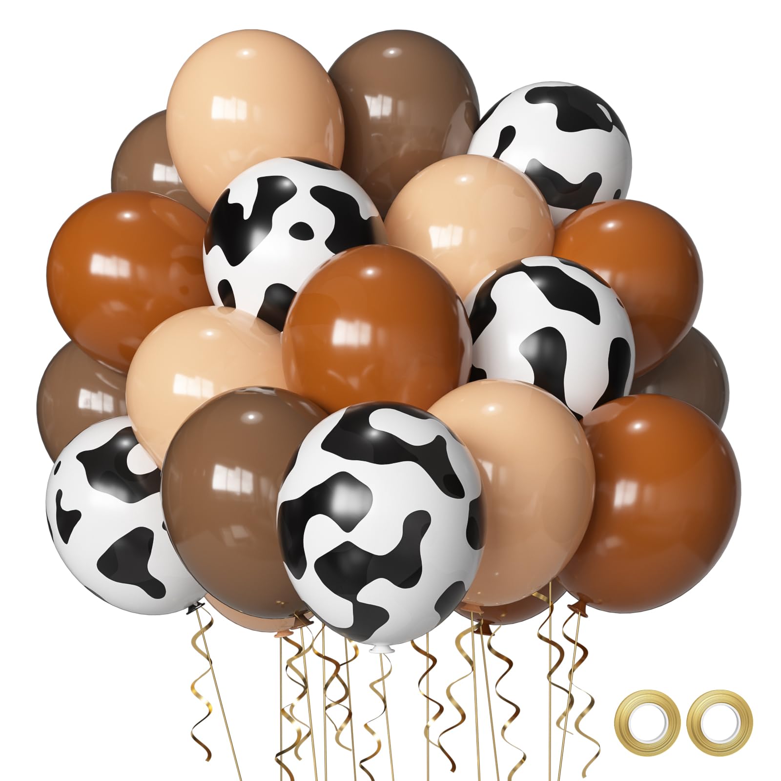 Msiveavz Cow Print Balloons Set – 60pcs Brown Latex Balloons for Adult Western Farm Parties