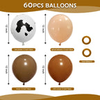 Msiveavz Cow Print Balloons Set – 60pcs Brown Latex Balloons for Adult Western Farm Parties