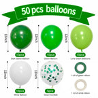 Msiveavz Green Balloons Set - 50 Pcs 12in Emerald & Lime Confetti Latex for Jungle Safari Party & St. Patrick's Day