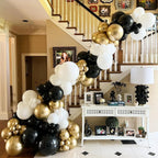 Msiveavz Black White Gold Party Balloons – 50 Pcs 12in Latex Balloons for Weddings, Graduations & Celebrations