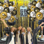 Msiveavz 50 Pack Graduation Balloons Set - Black Gold 12 Inch for 2025 Grad Party