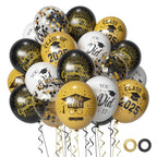 Msiveavz 50 Pack Graduation Balloons Set - Black Gold 12 Inch for 2025 Grad Party