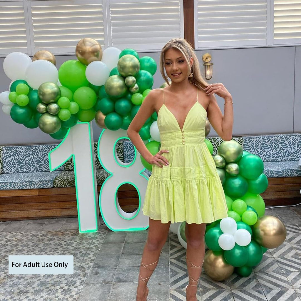 Msiveavz Green Balloons Set - 50 Pcs 12in Emerald & Lime Confetti Latex for Jungle Safari Party & St. Patrick's Day