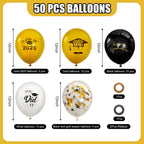 Msiveavz 50 Pack Graduation Balloons Set - Black Gold 12 Inch for 2025 Grad Party