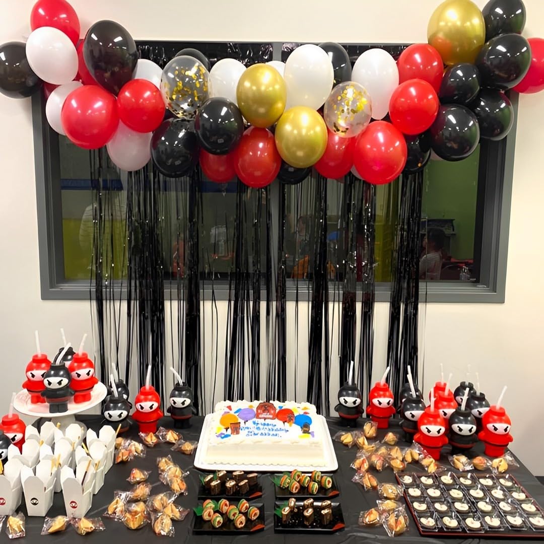 Msiveavz Red Black Gold Party Balloons – 50 Pcs 12 Inch Latex Set for Graduation, Weddings & More