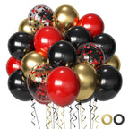 Msiveavz Red Black Gold Party Balloons – 50 Pcs 12 Inch Latex Set for Graduation, Weddings & More
