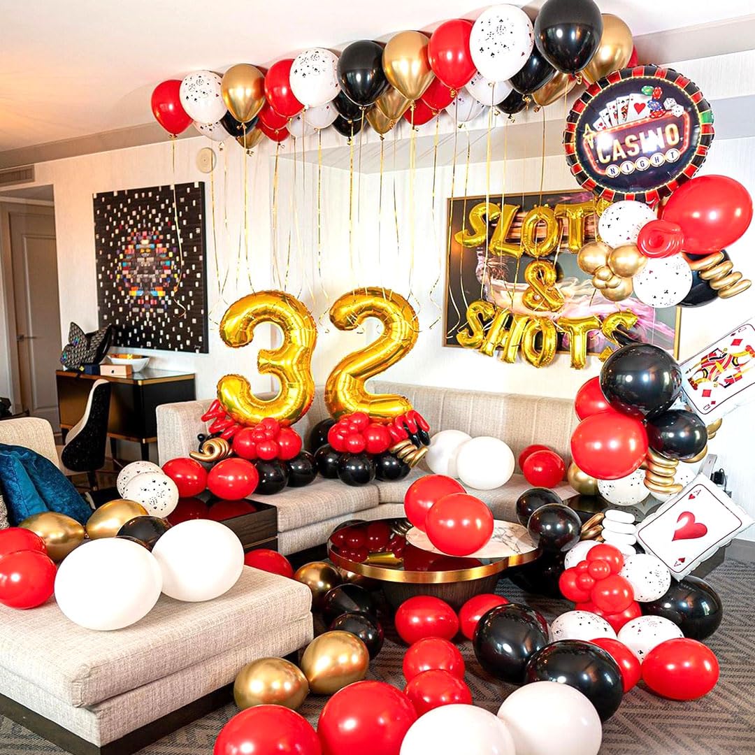 Msiveavz Red Black Gold Party Balloons – 50 Pcs 12 Inch Latex Set for Graduation, Weddings & More