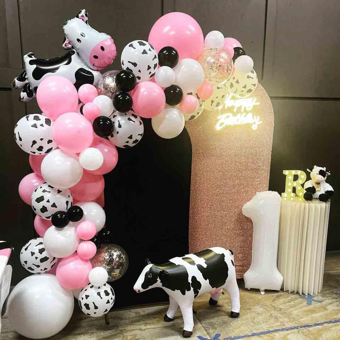 Msiveavz Cow Print Balloons Set – 60pcs Pink Latex, 12in for Birthday & Farm Party Decor