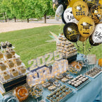 Msiveavz 50 Pack Graduation Balloons Set - Black Gold 12 Inch for 2025 Grad Party