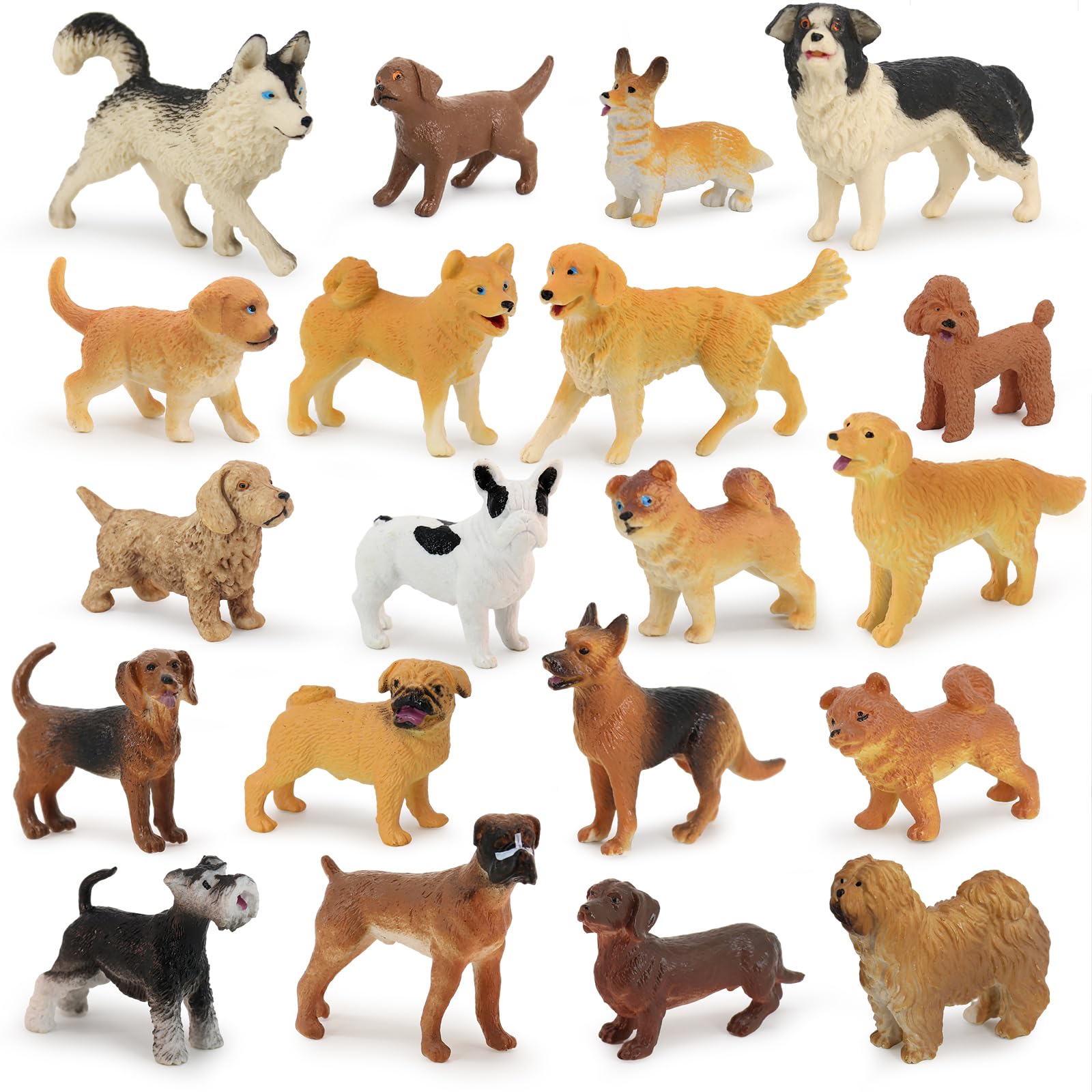Muchfun 20Pcs Dog Toy Figures for Kids – Cake Toppers & Decor