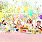 Mulbozy Pink Tablecloths 2 Pcs 54x108 in with Gold Dots | Disposable Table Cover for Parties
