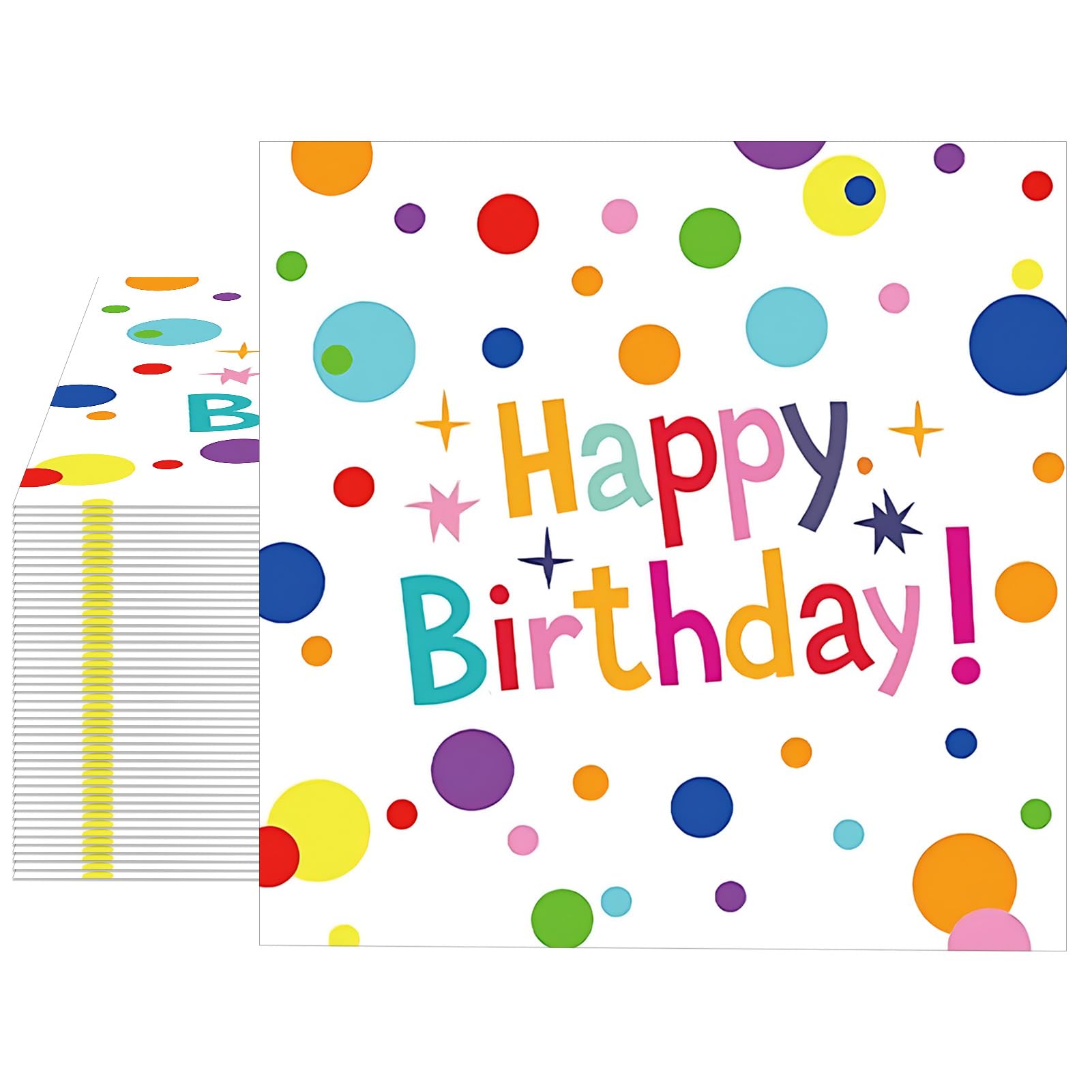 Muplaya Birthday Napkins - 40 Pack, Confetti & Star Design (6.5x6.5 in)
