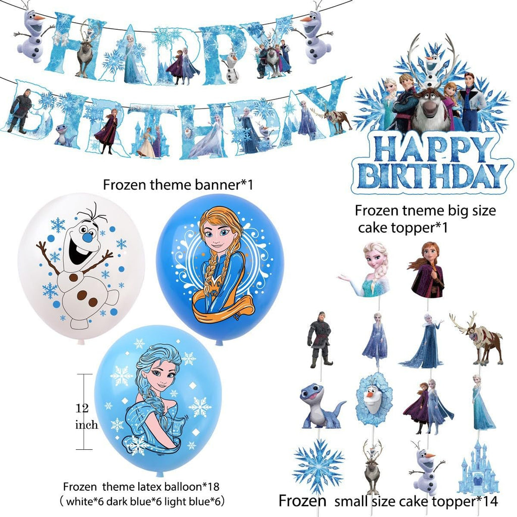 MVVKUUI Frozen Theme Party Decorations Kit - 49 Pcs, Easy DIY for Kids' Birthday Party