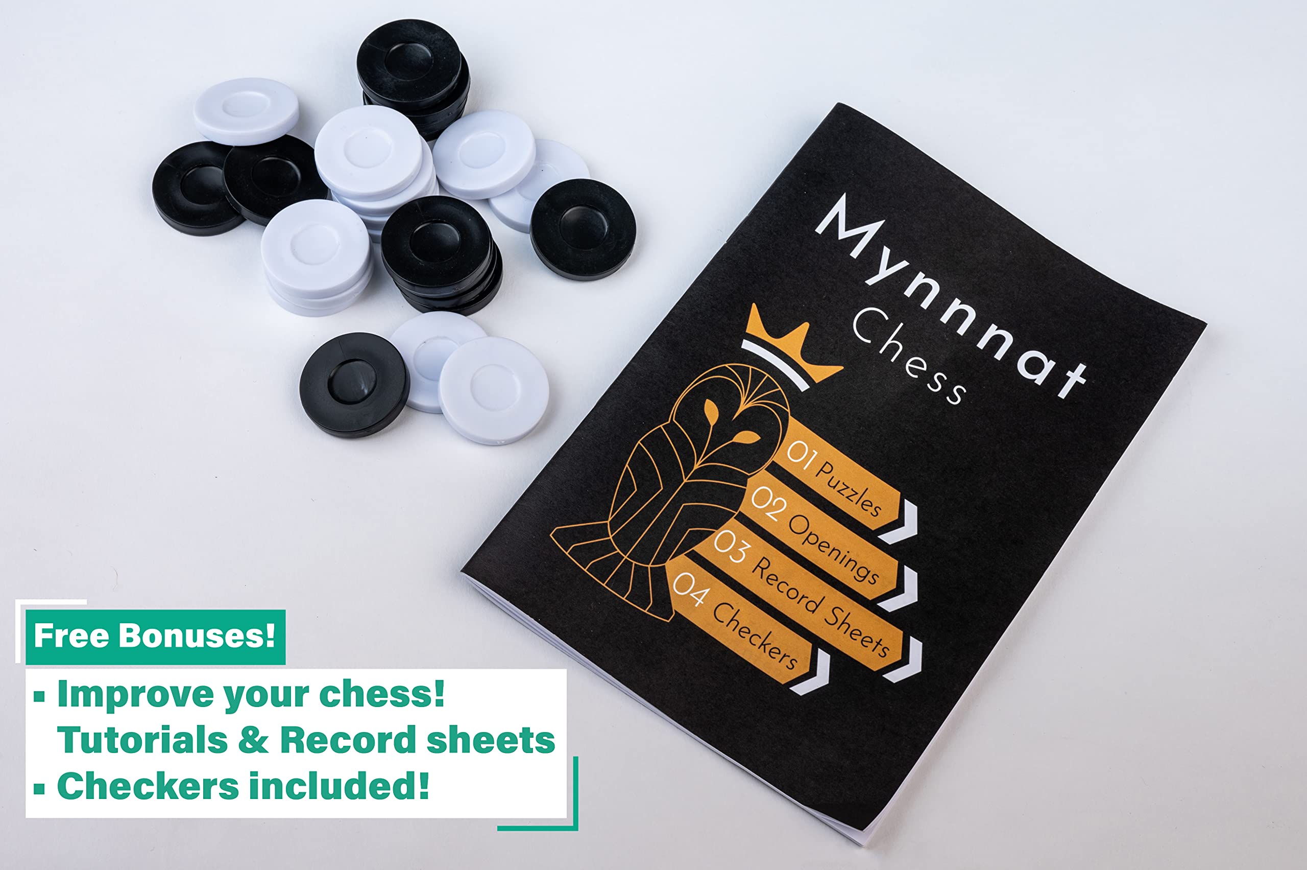 Mynnnat Professional Chess Set | Thick Roll-Up Board, Travel Bag & Training Booklet