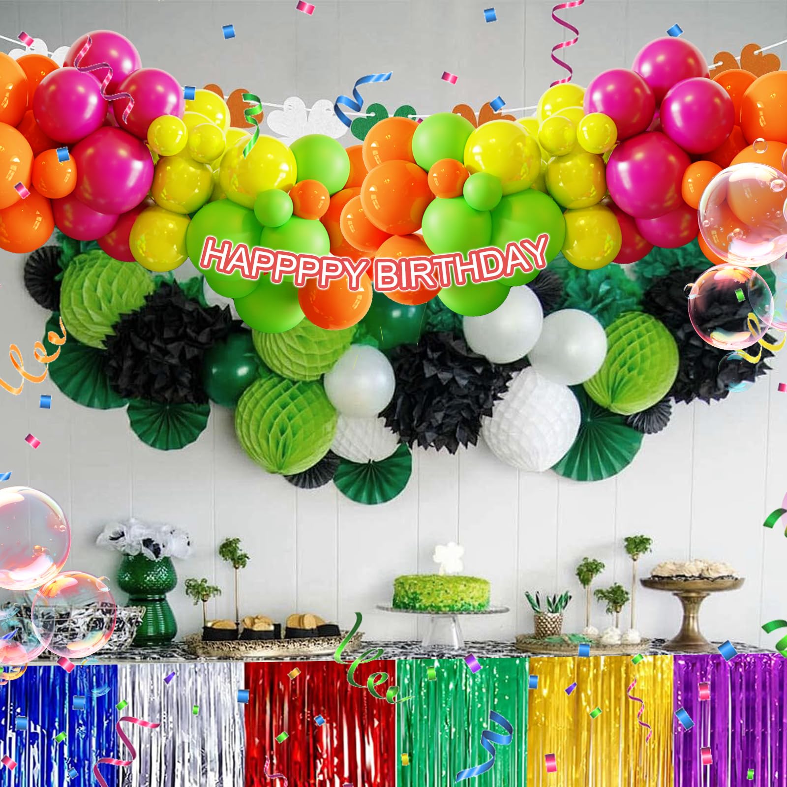 MYXTDAY Tropical Balloon Arch Garland Kit – 119 Pcs Rainbow Hawaii Balloons for Parties, Backdrops