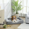 PawHut Dog Sofa Bed, Washable Pet Bed with Removable Cover and Non-Slip Bottom for Cats, Small and Medium Dogs, Grey