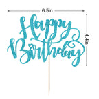Naicaek Handmade Glitter Happy Birthday Cake Topper - Sky Blue | Party Decorations