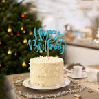 Naicaek Handmade Glitter Happy Birthday Cake Topper - Sky Blue | Party Decorations