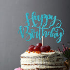 Naicaek Handmade Glitter Happy Birthday Cake Topper - Sky Blue | Party Decorations
