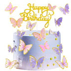 Naiircool 100Pcs Butterfly Cake Toppers – 3D Pink Purple Gold, Cake Decorations