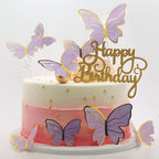 Naiircool 100Pcs Butterfly Cake Toppers – 3D Pink Purple Gold, Cake Decorations