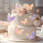 Naiircool 100Pcs Butterfly Cake Toppers – 3D Pink Purple Gold, Cake Decorations