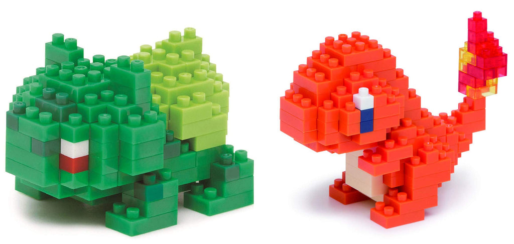 Nanoblock Hitokage & Bulbasaur 2-Set Bundle – Adjustable Pokemon Characters (Japan Import)
