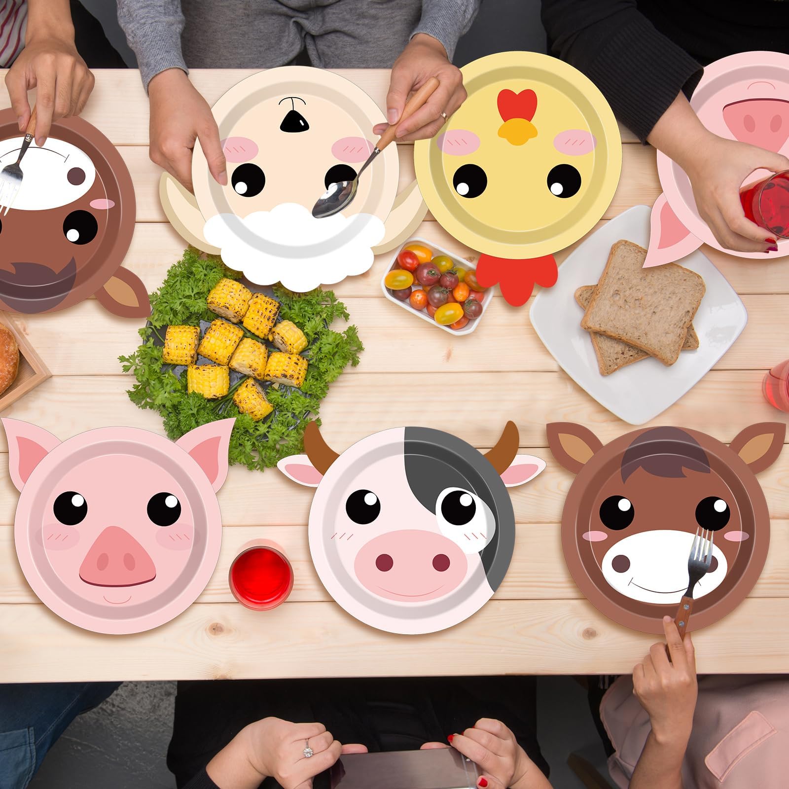 Naozinebi 50 Count Farm Animal Party Plates — Farmhouse Shaped Disposable Tableware