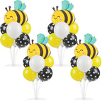 Naozinebi 4 Sets Bee Baby Shower Balloons Stand Kit – Honey Bee Centerpieces for Tables