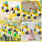 Naozinebi 4 Sets Bee Baby Shower Balloons Stand Kit – Honey Bee Centerpieces for Tables