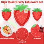 Naozinebi 50 Count Strawberry Party Plates – Strawberry Theme Disposable Dinnerware