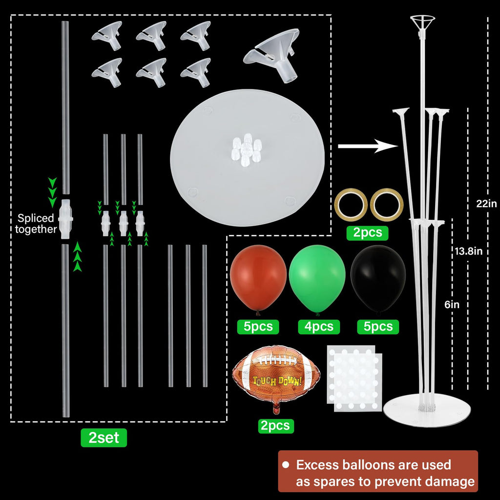 Naozinebi Football Party Balloons Stand Kit – 2 Sets for Football Themed Centerpieces