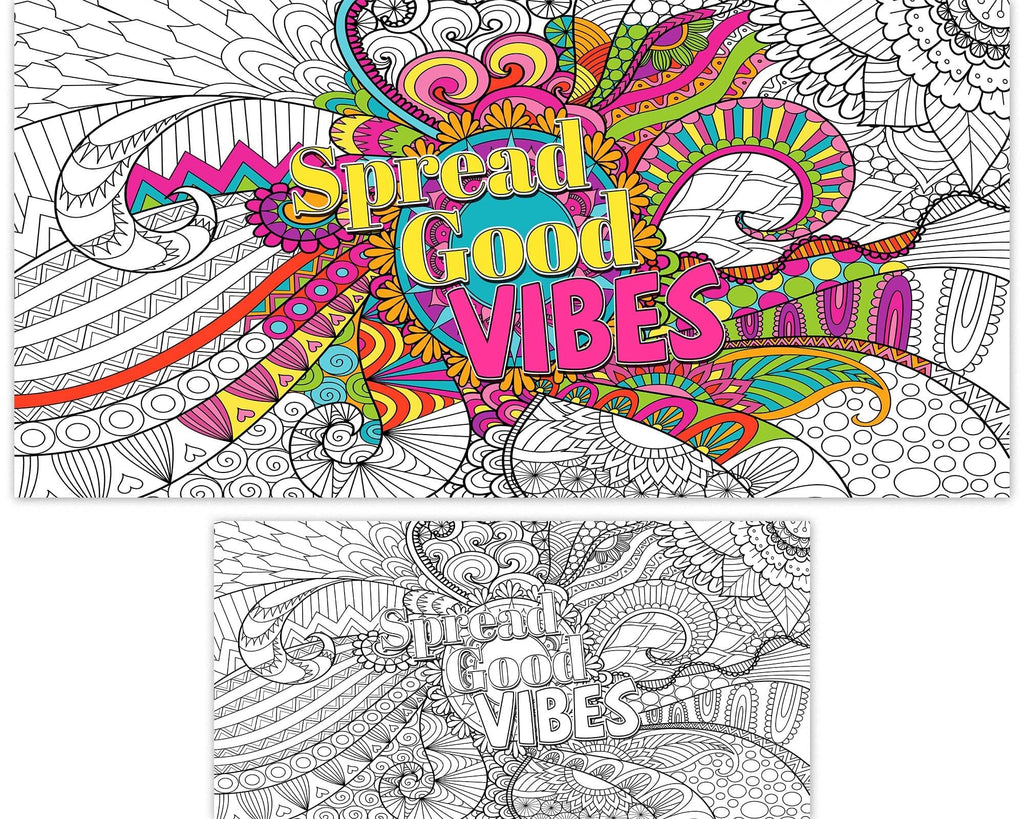 Naozinebi Giant Mandala Coloring Posters — Large Motivational Coloring Tablecloth for All Ages
