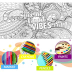 Naozinebi Giant Mandala Coloring Posters — Large Motivational Coloring Tablecloth for All Ages