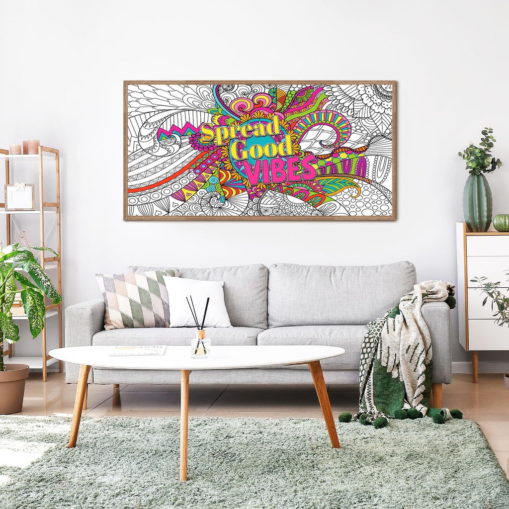 Naozinebi Giant Mandala Coloring Posters — Large Motivational Coloring Tablecloth for All Ages