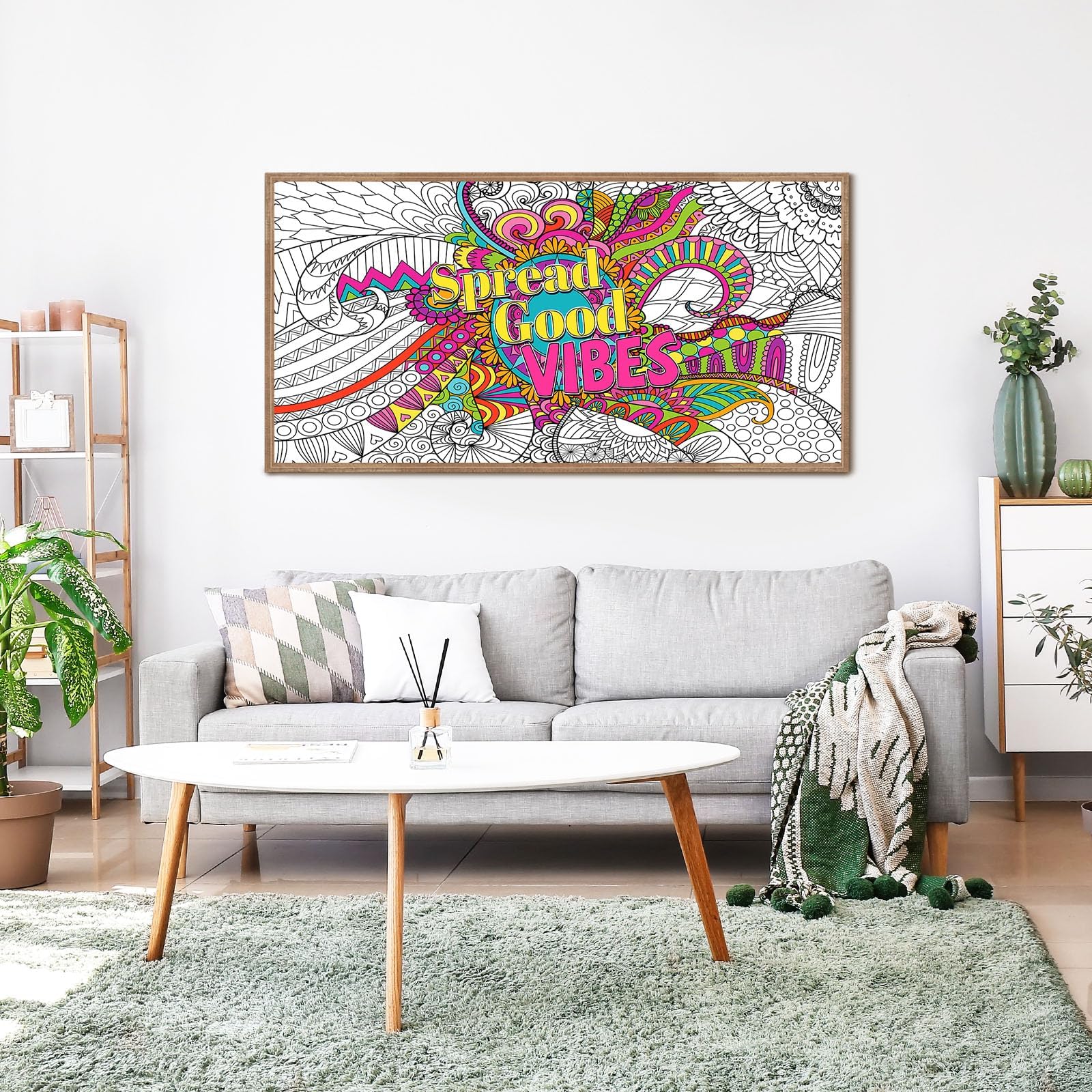 Naozinebi Giant Mandala Coloring Posters — Large Motivational Coloring Tablecloth for All Ages