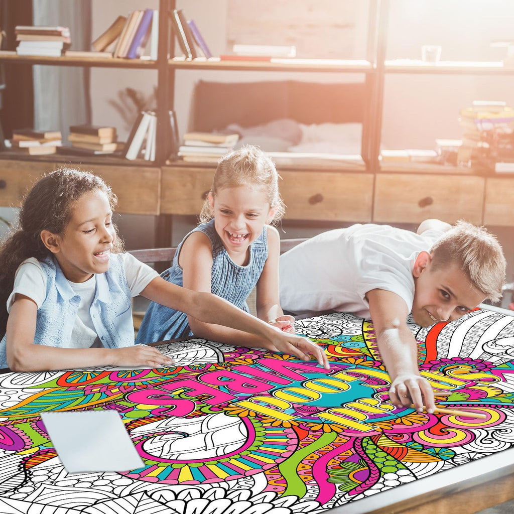 Naozinebi Giant Mandala Coloring Posters — Large Motivational Coloring Tablecloth for All Ages