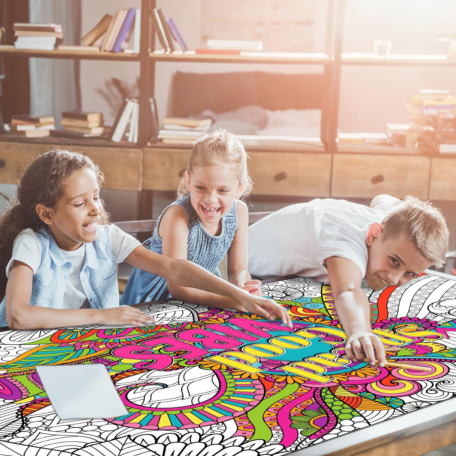 Naozinebi Giant Mandala Coloring Posters — Large Motivational Coloring Tablecloth for All Ages