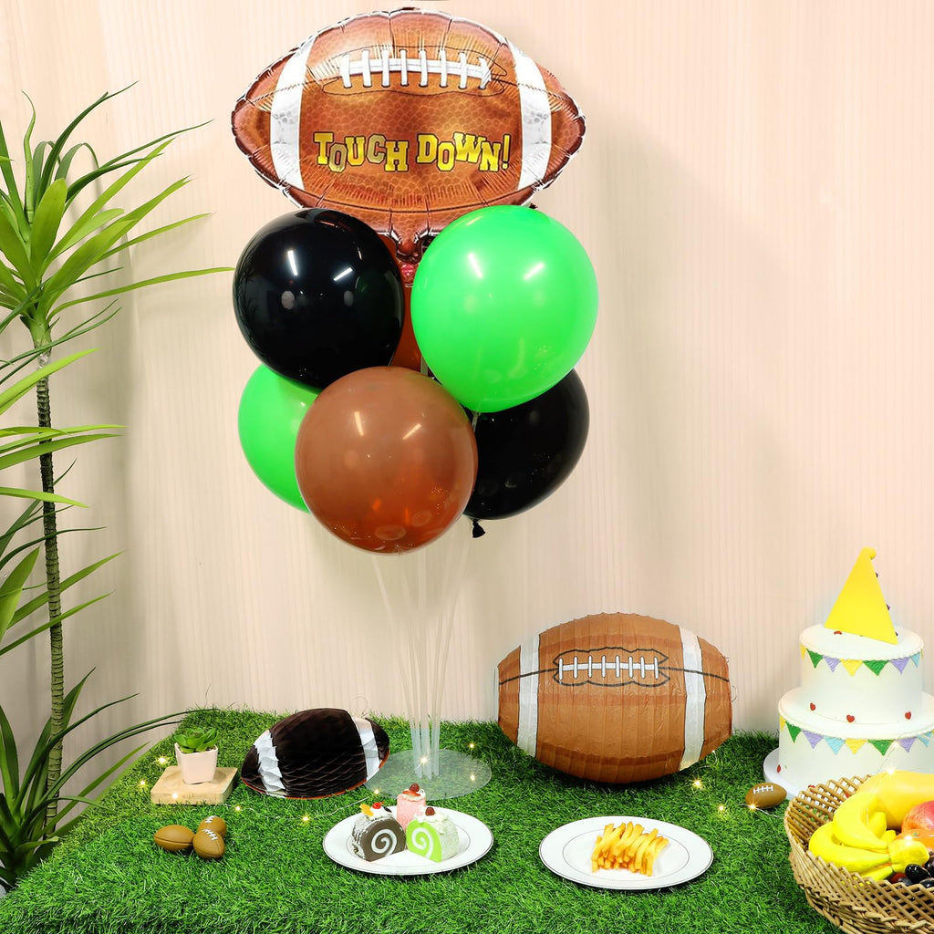 Naozinebi 4 Sets Football Party Balloons Stand Kit with Rugby Ball Foil Balloons – Centerpiece for Tables & Sports Events