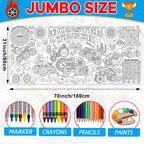 Naozinebi Monster Trucks Coloring Poster – Giant 80x180 cm Coloring Tablecloth for Classrooms & Parties