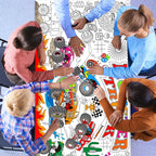 Naozinebi Monster Trucks Coloring Poster – Giant 80x180 cm Coloring Tablecloth for Classrooms & Parties