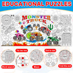 Naozinebi Monster Trucks Coloring Poster – Giant 80x180 cm Coloring Tablecloth for Classrooms & Parties